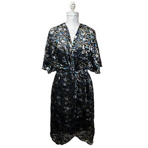 ModCloth Dramatic Depths Velvet Floral Dress Black Multicolor Women's Small NWT